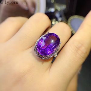 Wedding Rings Sterling Silver 925 Natural Amethyst Blue Corundum Engagement Ring for Ladies Exquisite Luxury 230808