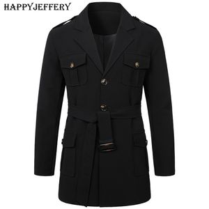 Männer Jacken Herren Frühling Herbst Windschutz Mantel Lange Trenchcoats mit Gürtel für Männer Männlich Pea Coat Zweireiher Peacoat W05 230808