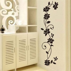 Adesivos de parede Black Flower Vine Geladeira Janela Armário Decorações para casa Decalques DIY Art Mural Posters Decoração 230808