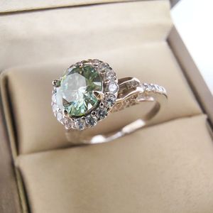 Wedding Rings Luomansi S925 Vintage Silver Ring 1 Carat Green Yellow Pink Blue Jewelry Pass Diamond Test Party Memorial Gift 230808