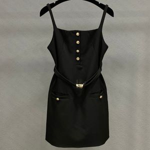 Women's Summer Designer Dress Tee Shirts, Metal Letter Belt, Milan Runway Jersey Tank Top, A-line Vest Camisole Dress, High End Mini Designer Dresses