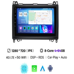 8G Android 12 Araba Radyosu Multimedya Oyuncu Navigasyon GPS Merc-EDES Sprinter için W906BE-NZ B200 A B Sınıfı W169 W245 Viano Vito W639