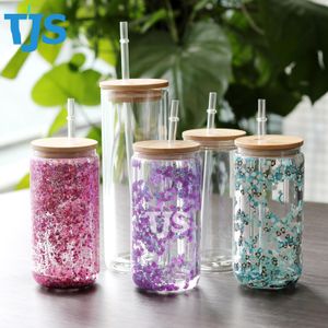 USA Wholesale Double Snow Globe Tumbler Sublimation Glass Tumbler with Straw Snowglobe Mug