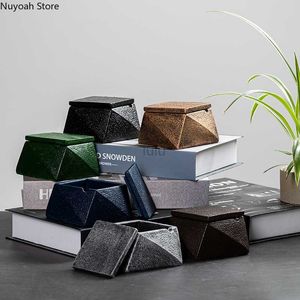 Nordic Rhombus Cement Ashtray with Lid Creative Personality Anti Fly Ash Storage Box Home Living Room Decoration Accessories HKD230808