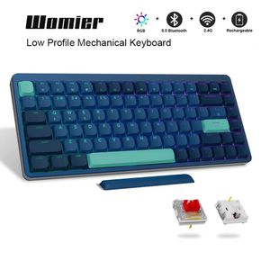 Womier 84 Keys Mavi Düşük Profil Oyuncu Mekanik Klavye Ultra Slim Kablosuz Bluetooth Outemu Switch Mac Windows HKD230808