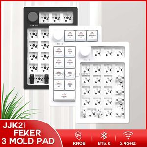 Feker JJK21 3MODES PAD Mini Mekanik Klavye USB/ Bluetooth/ 2.4GHz RGB Aydınlatma Sayısal Konb Beyaz Siyah Kit HKD230808