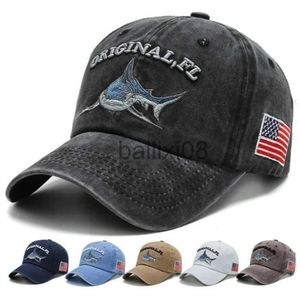 Top Caps Beyzbol Kapakları Erkekler Shark Amerikan Bayrak Erkek Şapkaları Hayvan Snapbk Hat Trump Hip-Pop Sıradan ABD Şapk Retro Pamuk Gorras Trucker Hat J230807
