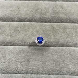 2023 Новый S925 Silver Deluxe Oval Blue Pagoda Stone Set Diamond Ring Элегантное личность обручальное кольцо женское кольцо