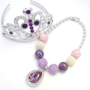 Свадебные ювелирные украшения 1Set Детский девочки подарок принцесса фиолетовый амулет шарм младенцы ручной работы ручной работы, так что корона Fia Tiara для детей 230808