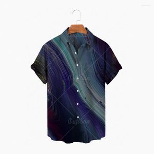 Мужские повседневные рубашки мода с ярким цветом География карта гавайская рубашка красочное печатное пляж Алоха с коротким рукавом плюс Big 5x