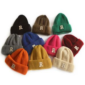 Beanie/Kafatası Kapakları Beanieskull Düz Renkli Örgü Beanie Hat Boş Zaman Kafatası Kapağı Çocuklar İçin Sonbahar Kış Çocukları Erkek ve Kızlar 230808