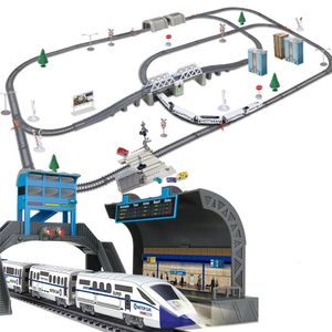 Elektrikli RC Track Elektrikli Tren Yüksek Hızlı Model Demiryolu Uyum Raylı Oyuncak Araba Montajı Diy Set Çocuklar için Noel Hediyesi 230808