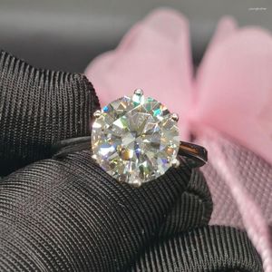 Anel de casamento clássico do cluster para mulher 11mm 5ct vvs grau d color moissanite 925 prata pode passar no teste de diamante