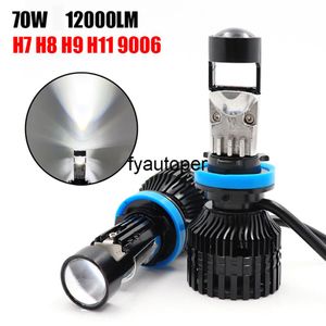 Lâmpadas de farol de carro Niscarda H7 H8 H9 H11 LED 9005 9006 Mini Lente do projetor 70W Par 12000LM 6500K Kit de conversão 12V RHD LHD car273Y