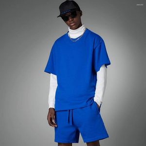 Erkek Trailsits Moda 2 Parçası Setler Lüks Erkekler Trailtsuit Düz Renkli T-Shirt Şort Kıyafetleri Pamuk Takım Sokak Gözlük Erkek
