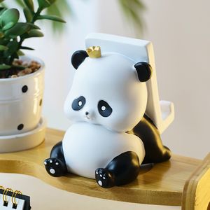 Декоративные предметы фигурки милая панда домашняя спальня офисные аксессуары для животных скульптур статуи творческий держатель мобильного телефона