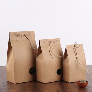 2 стили ретро -чайная коробка Kraft Paper Box Box Небольшая упаковка чайная сумочка с круглым окном Ohlesale LX4274