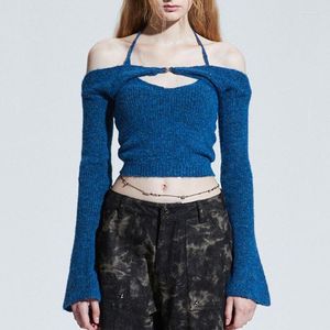 Женские свитеры ретро женщины вязаный вязаный верхний верхний набор