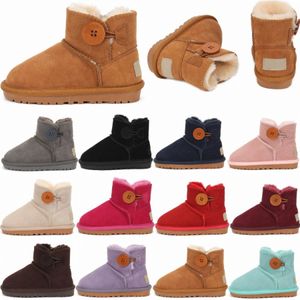 Kinder Australien Mini Bailey Classic Button II Stiefel Kinder Mädchen Schneestiefel Pelz Winter Warme Ugglies Jugend Große Kinderschuhe Kleinkind WGGs Baby Booties Ches I5EA #