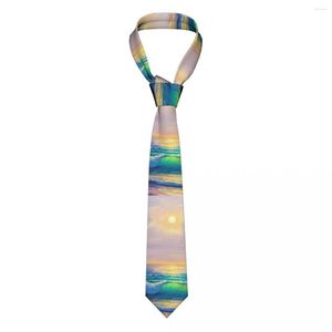 Галстуки -галстуки на морской волне, мужчина, женщины, женщины, полиэстер 8 см, картина маслом, пляжная шея для шелкового узкого ежедневного износа подарка Gravatas