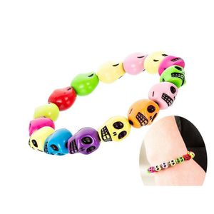 Винтажные винтажные ручной работы Skl Beads Chase Bracelets для женщин мужчины Color Resin Скелет эластичности модные украшения Diy Jewelry в Drop D Dhjco