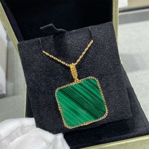 Изумрудное подвесное ожерелье Ladies Vintage Malachite Green Jade Clover Подвеска 18K Золотое колье простые классические украшения
