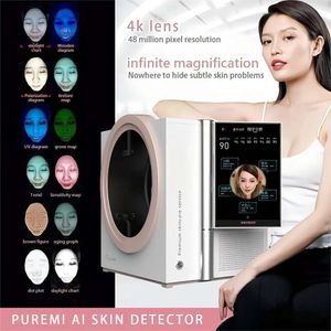 Máquina analizadora de piel 3d AI, 12 tipos de informes, 14 idiomas, espejo, probador facial, escáner, magia de belleza inteligente