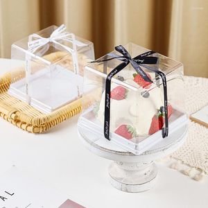 Hediye sargısı 25pcs 4 inç şeffaf kek kutusu plastik kutular ve ambalaj temiz kek çörek kare tutucu kılıf düğün