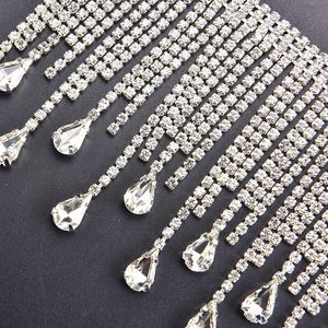 Gevşek elmaslar güzel uzun püsküller kristal gümüş elmas zincir gelinlik kolye giysi diy dekorasyon dikiş kostüm aplike kaplamalar 230808