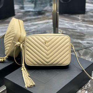 Çapraz Kamera Çantası Kapitone Torba Tassel Kolye Omuz Çantaları Kadın Çanta Tasarımcı Çöp Flep Lüks Cüzdan Stripes Çift Zip Pochette Cowhide Deri Kalitesi