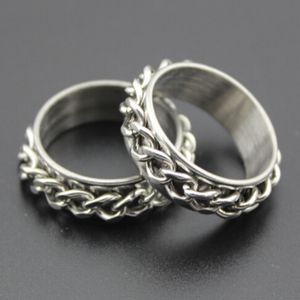 Anéis masculinos de alta qualidade de 8 mm de largura aço inoxidável anéis de dedos rotativos