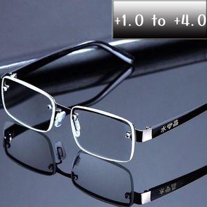 Óculos de sol unissex de alta qualidade meia armação óculos de leitura masculino clássico natural pedra original presbiopia óculos retrô visão distante