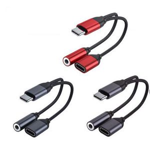 2 в 1 USB C до 3,5 мм кабель адаптеров для наушников для наушников Type C Audio Aux Aux Adapter Adapter Adapter Заряд