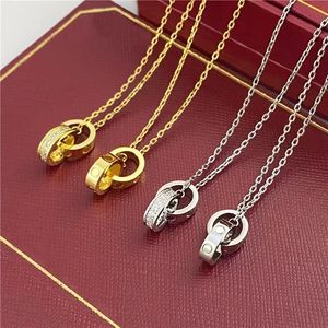 2023 Новая мода Пара Кулон Марка Двойное Кольцо Овальный Блин Алмаз Подарок Золото Высокое Качество Дизайнерское Ожерелье для Женщин
