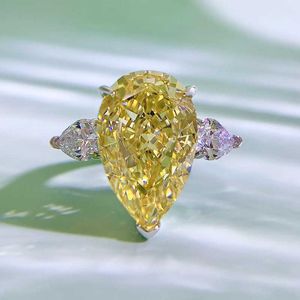 Лента Ring Ring Luxury Pearl Cut Topaz Diamond Ring Real 925 Серебряные серебряные обручальные кольца для женщин для женщин