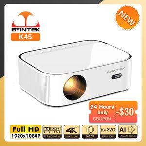 Проекторы Byintek K45 AI Auto-Focus Smart Android Wifi Full HD 1920x1080 LCD LED Video Home Theatre 1080p 4K Projector 230809