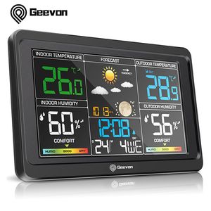 Temperature Instruments Geevon Weather Station Wireless Indoor Outdoor Thermometer Color Display Weather With Barometer Calendar Adjustable Backlight 230809