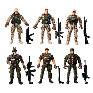 Askeri figürler 6pcs aksiyon figürü ordu askerleri, silahlı hareketli solider oyun seti kahramanca model için erkek hediyeler 230810