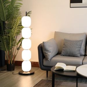 Zemin lambaları İskandinav kabak ip lambası sütlü beyaz cam abajur ücretsiz ayakta duran LED ışıklar yatak odası oturma odası dekorasyon