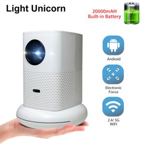 Projektörler Light Unicorn X8 Destek 1080p 4K HDR Sinema Akıllı Android 5Gwifi Taşınabilir Açık Dış Mekan Ev Sineması Video LED Projektör Pille 230809