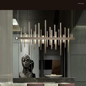 Kolye lambaları Light Lüks Restoran Led Modern Basit Bar Masa Kulübü Uzun Form Dekoratif