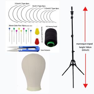 Wig Stand Canvas Block Head Display Training Mannequin Head Styling Manikin Doll Head Wig Tripod Stand Free Get T Pins Wig Install Kit 230809