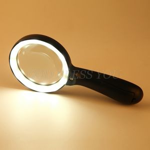 Другие оптические инструменты зажигали увеличительное стекло-10x рука с большими увеличительными очками с 12 светодиодными освещенными светом для пожилых монет 230809 230809