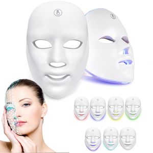 Yüz Masaj Kablosuz Pon Terapisi Cilt Gençleştirme Lüminoterapi LED Maske USB Şarj 7 Renk Cilt Bakımı Güzellik Cihazı Evde Kullanım 230809