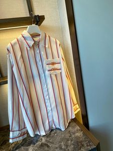 Tasarımcı Kadın Gevşek Bluz Gömlekler Anagram Vintage Klasik Yaz Yeni Paris T-Shirt Ücretsiz Boy Boy Boy Boyutlu Uzun Kollu Üstler Femme Cep Mektubu Nakış