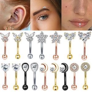 16G Eyebrow Piercing Rook Earring Daith Snug Ring Curved Barbell Tragus Earring Stud Forward Helix Piercings Cartilage Jewelry L230810