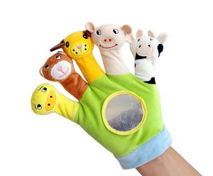 Sıcak satış sevimli bebek kumaş bebek peluş çocukların hayvan el kukla setleri kumaş rahatlatıcı ebeveyn-çocuk oyuncakları