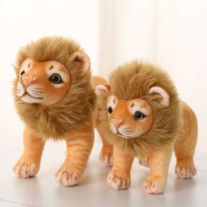 Мягкие плюшевые животные 23/28 см, имитация мужского льва, плюшевые игрушки, реалистичные мягкие куклы, милый декор пастбищ, детский подарок на день рождения