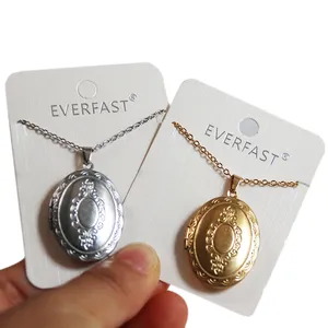 Everfast 10pc büyük oyulmuş oval fotoğraf çerçeve kalpler kolye kolyeler paslanmaz çelik takılar madalyon kadınlar erkekler aile hafıza takılar