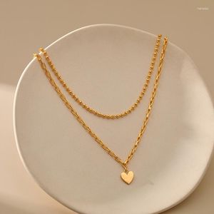 Подвесные ожерелья многослойные цепные бусинки 18 тыс. Золото покрыто минималистским колье в стиле INS Love Sweet